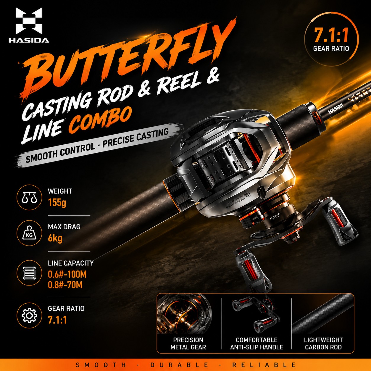 Fishing Rod Combo - HASIDA BFS Karbon Fiber Olta Kamışı